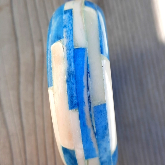 CHUNKY BLUE AND WHITE BANGEL - Picture 5 of 6